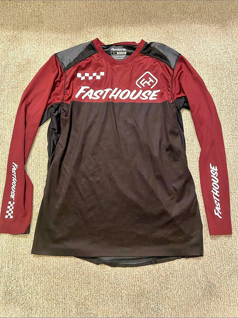 FastHouse Alloy Block Long Sleeve MTB Jersey Red & Black Large